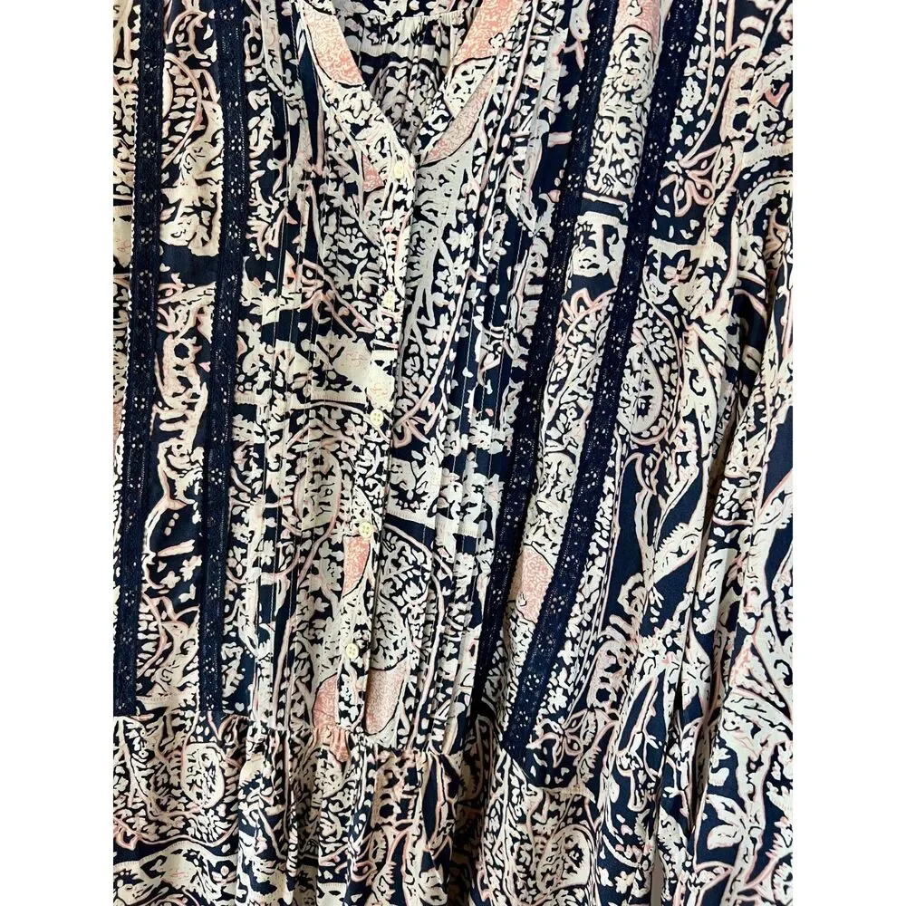 Anthropologie Caviana Shirtdress by Tiny Paisley Print Midi Dress Sz L $148 Boho